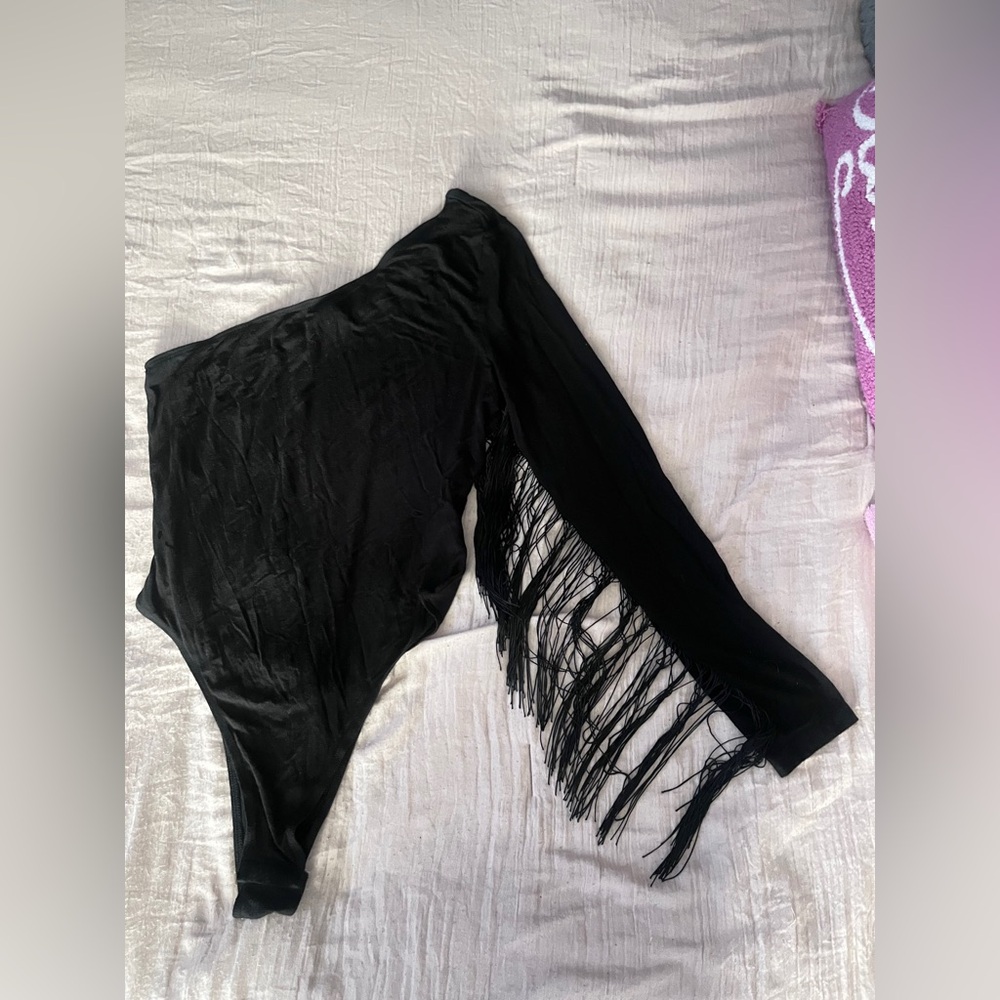 Black Fringe Bodysuit